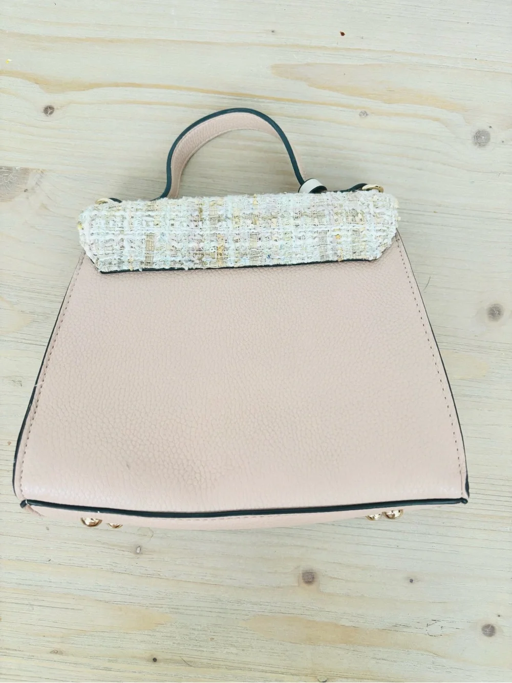 Dune London Blush Pink Tweed‎ Top Handle Satchel Crossbody Purse Bag